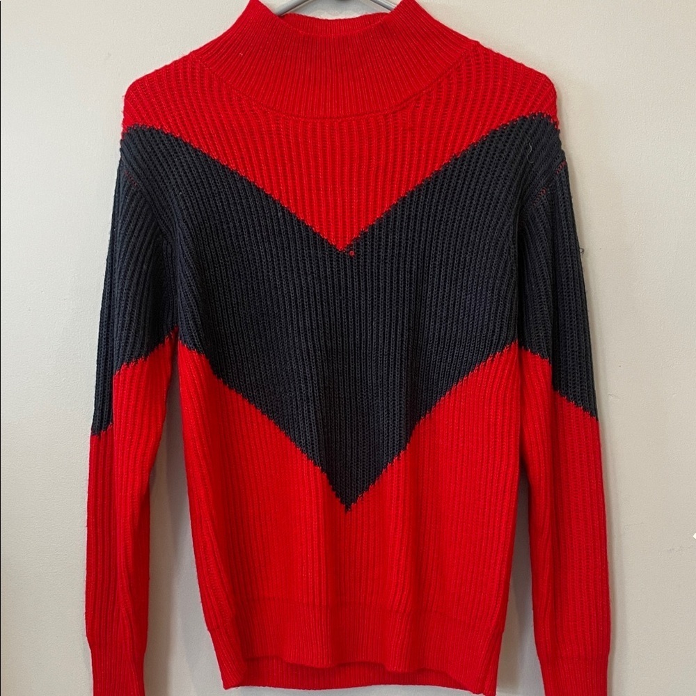 Women’s red and navy design sweater medium